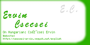 ervin csecsei business card